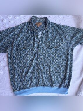 Vintage Duke Hanband Banded Men’s Polo Short Sleeve Hawaiian Shirt Palms X-Large